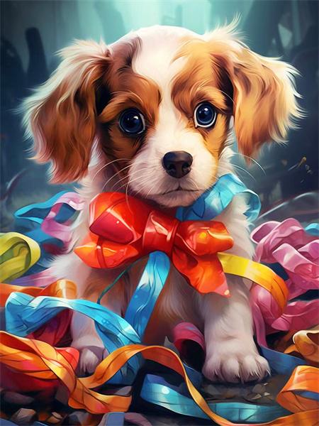 

Алмазная картина новинка 2023 года собака полная квадратная круглая вышивка мозаика животное мультфильм домашний декор Full Round 20x30CM