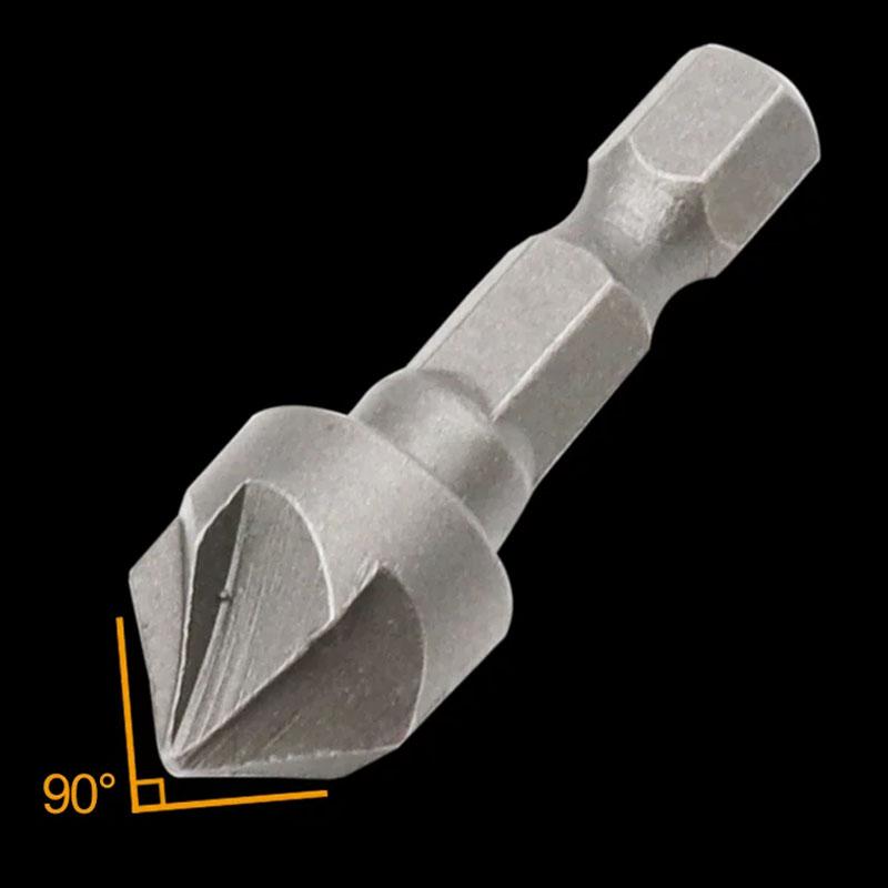 2-40pcs Hexagonal Shank Five Blade Countersunk Drill 12.5mm 5pc Woodworking Hole Opener Spot Facer Deburring Drill Bit Set
