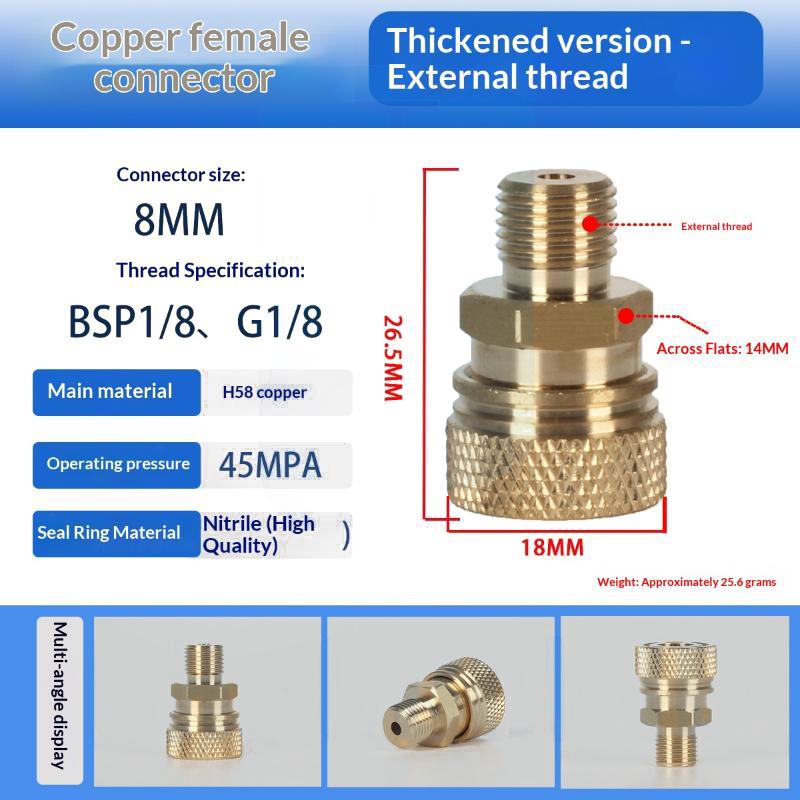 Air Hpa Soft Extended Air Charging Quick Release Adapter Socket 1/8Bsp(G1/8) 8Mm Male Nipple Accessories