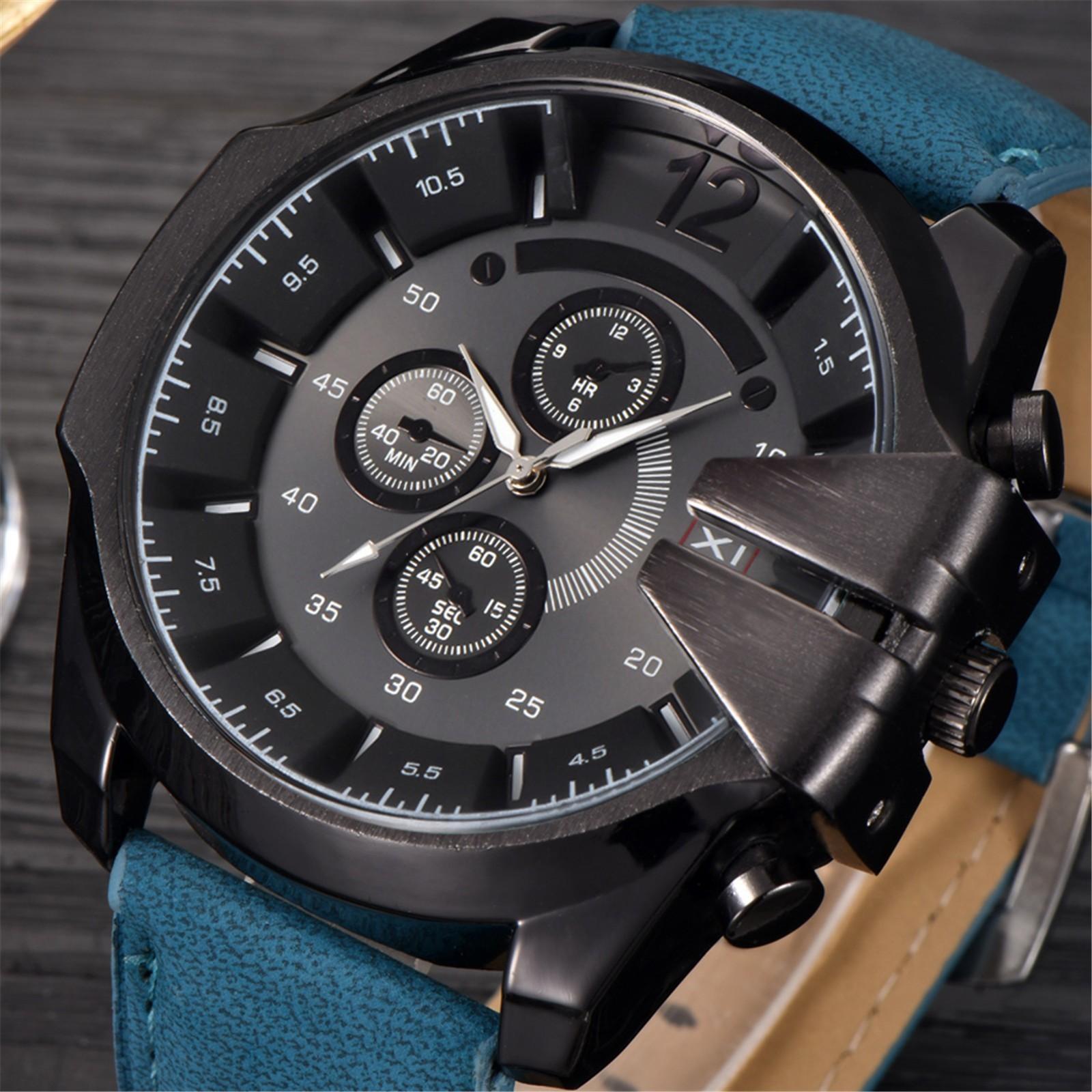 

Мужские кожаные деловые модные часы с ремешком для подарков One Size