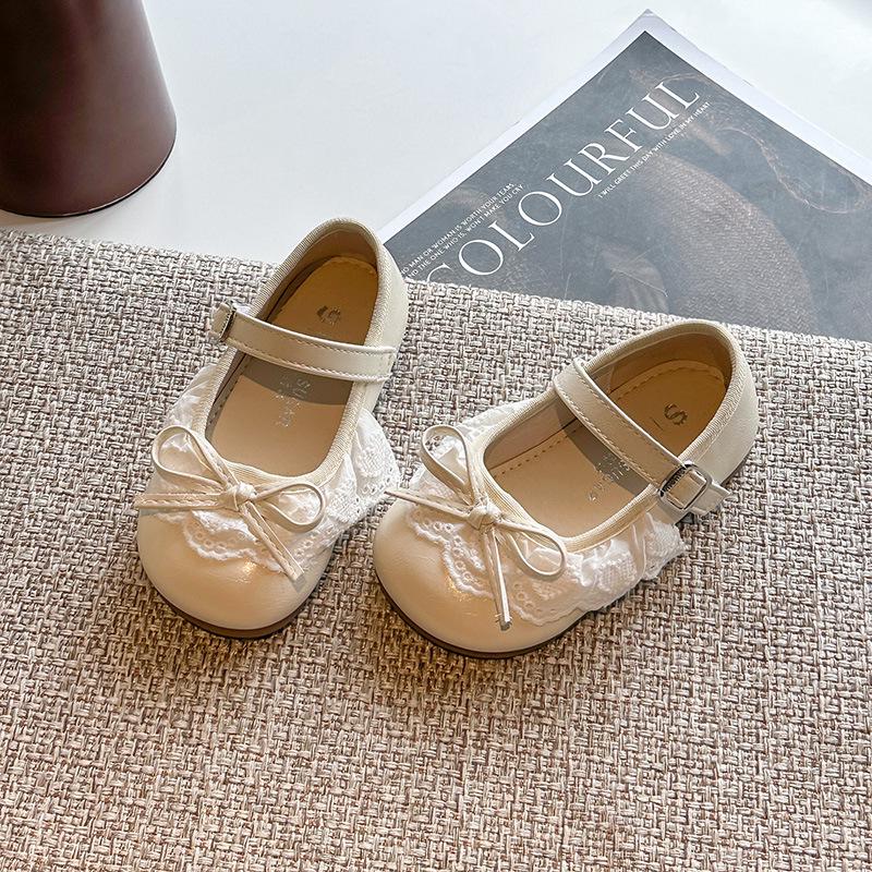 2026 Spring Girls' Bow Princess Soft Sole Leather Loafers