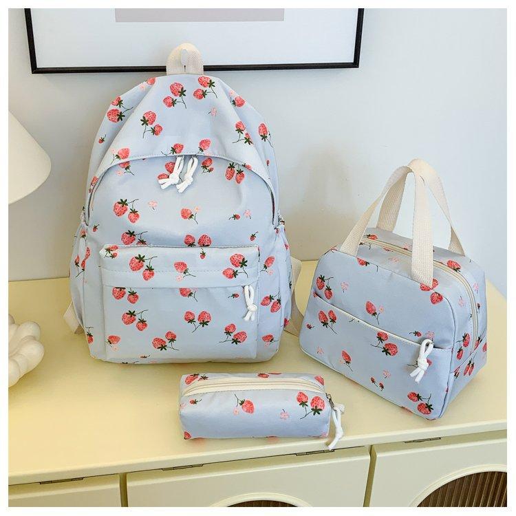 Cherry Backpack Japanese Style Fruit Print Lightweight School Bag for Middle School Girls Casual Travel