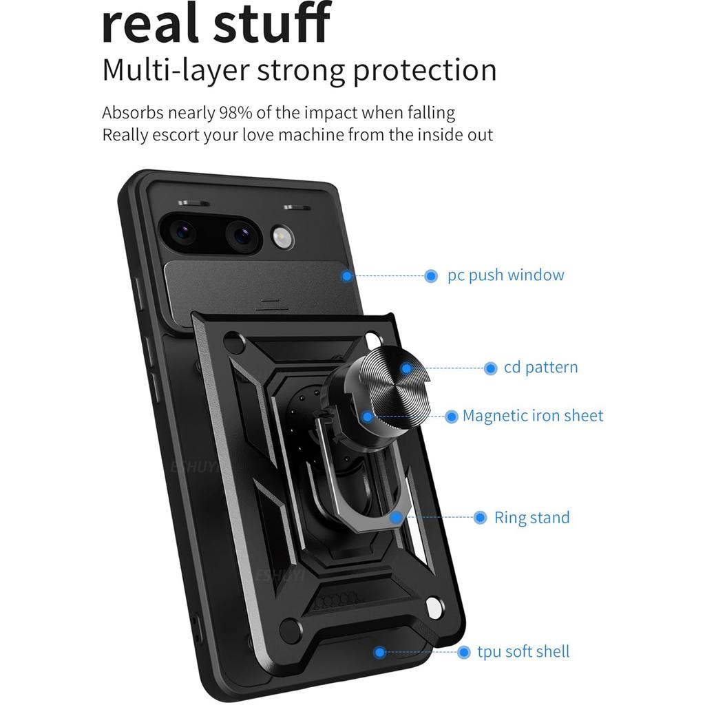 Military Armor Case For Google Pixel 9A Cover For Pixel 9 Pro XL Cover With Ring Stand Holder Coque Fundas