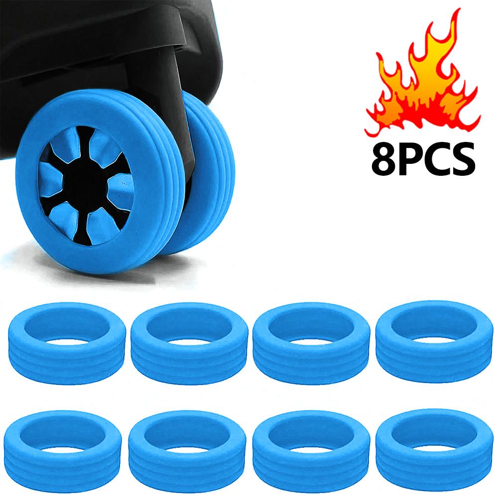 8PCS/Set Silicone Luggage Wheels Protector with Silent Sound Reduce Wheel Wear Suitcase Wheels Protection Cover.-zmt