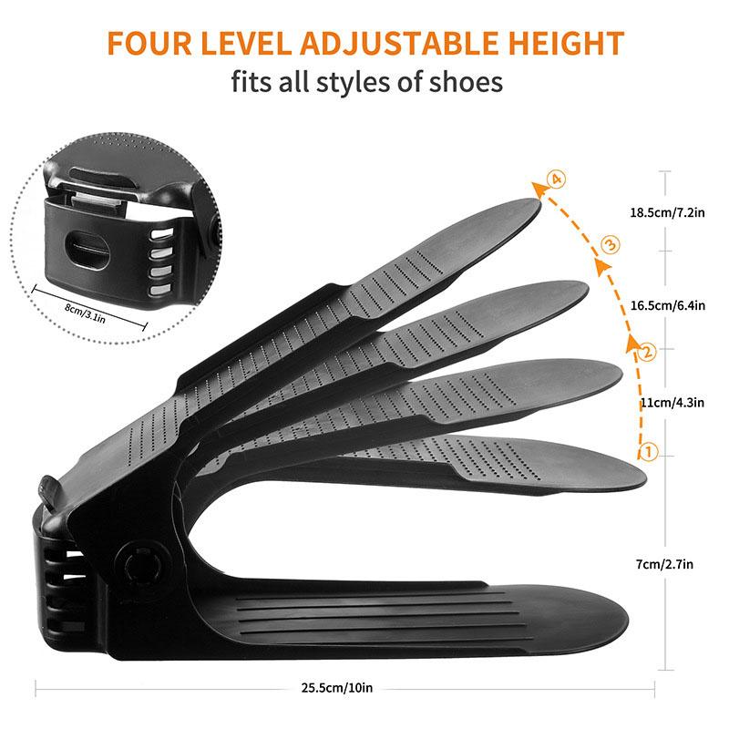 Adjustable Shoe Hanger with Double-Layer and Thickened Design for Space Saving and Storage Organization in Home or Dormitory