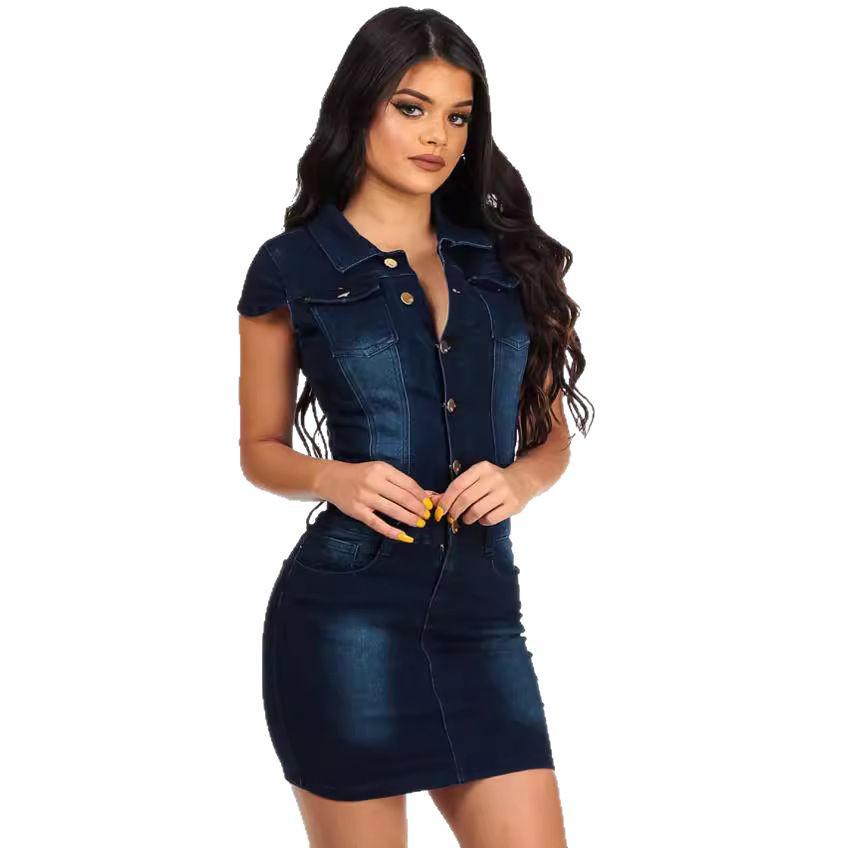 Europe and America Sexy Slimming Denim Bodycon Nightclub Dress