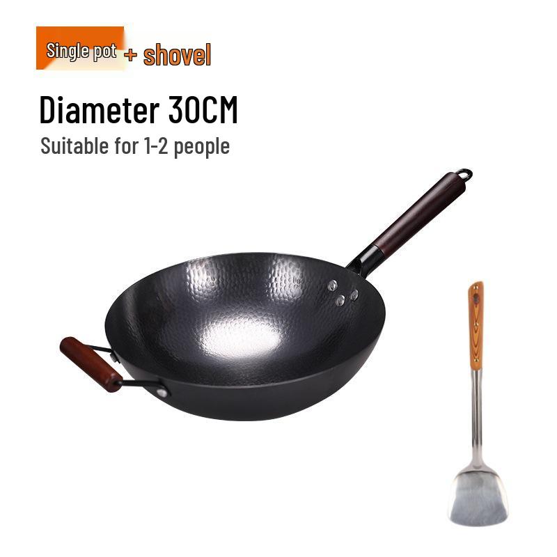 ווק ברזל יצוק לא מצופה נון-סטיק מחושל ידנית ז'אנגצ'יו עם מרית