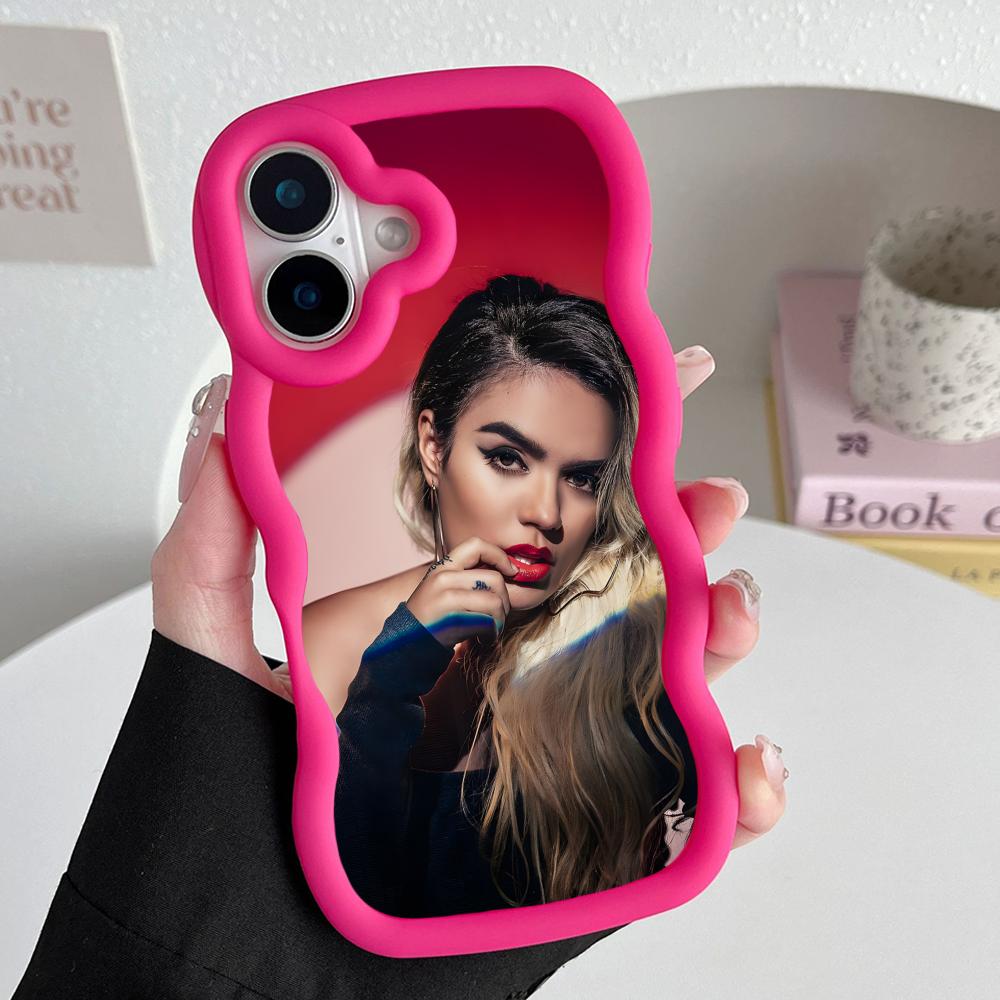 

Karol G Latino Mobile Cell Phone Case for iPhone 17 16 15 14 13 12 11 Air Pro Max Plus Wavy Edge TPU Colorful Cover Cover Luxury iPhone 14 Pro