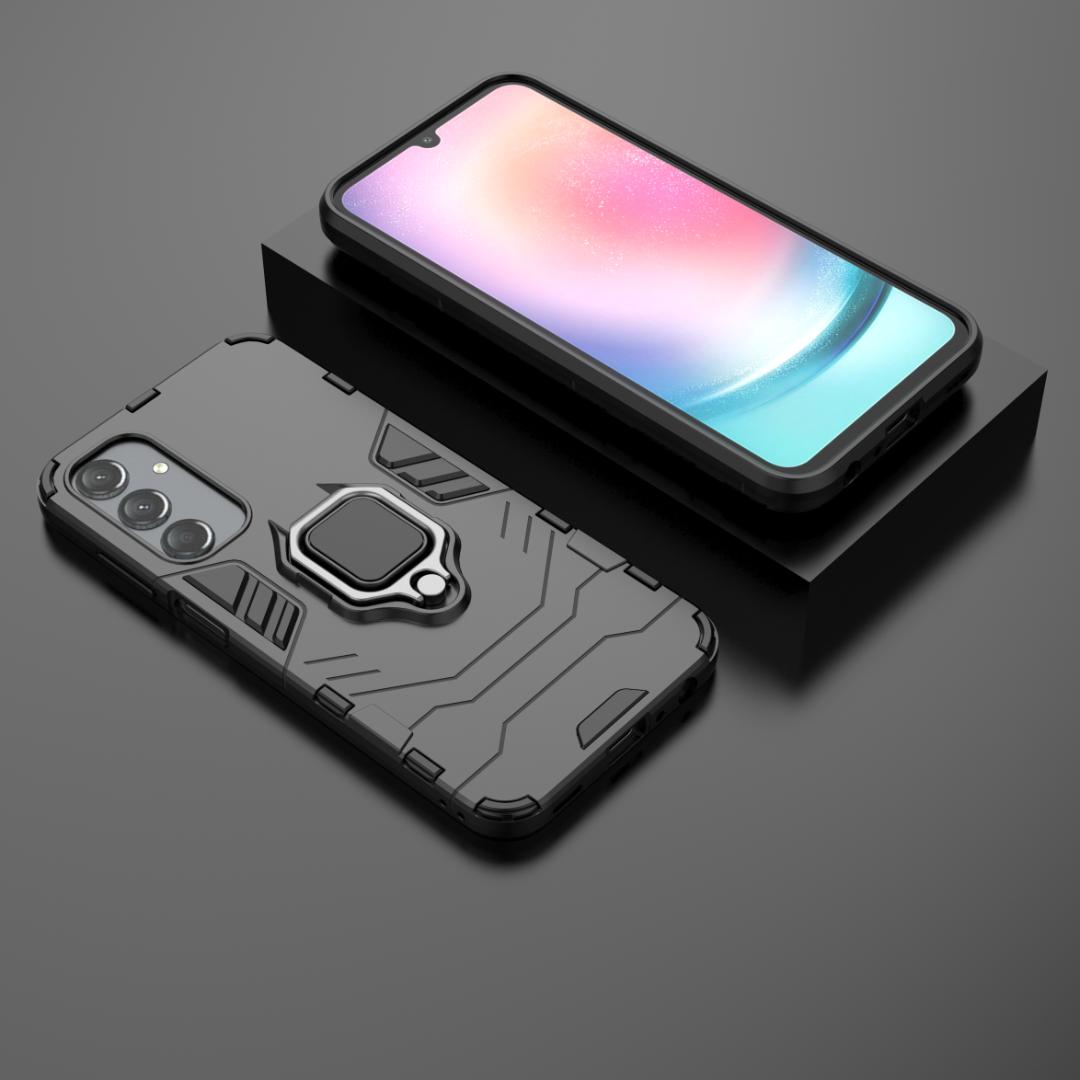 

Для Samsung Galaxy A25 A 25 5G SM-A256B/DS противоударный жесткий чехол-подставка с кольцом для телефона задняя крышка For Samsung Galaxy A25 5G чёрный