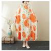 2025 Printed Stand Neck Loose Extra-Large Size Vacation Dress