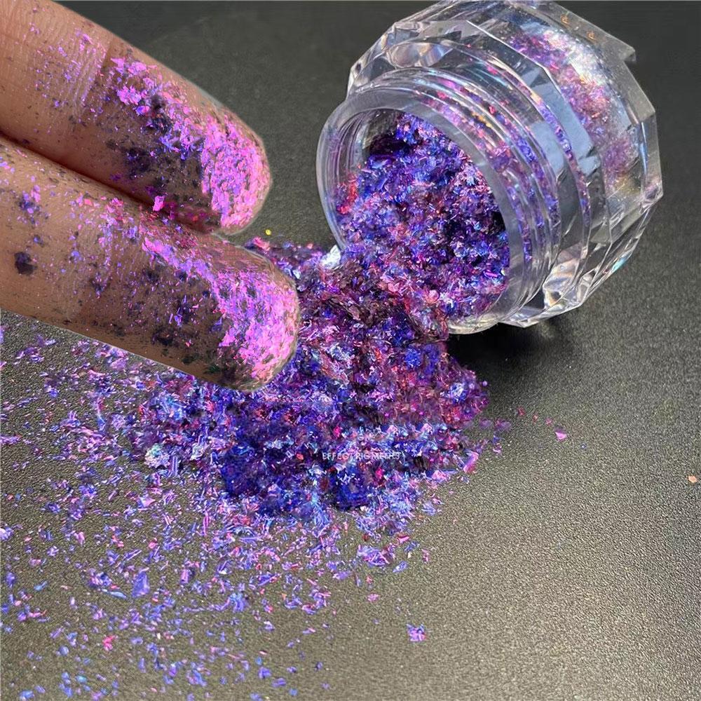 Crystal Fire Chameleon Nail Opal Flakes Iridescent Chrome Nail Powder Saprkly Chunky Glitter Mermaid Sequins Manicure Paillettes