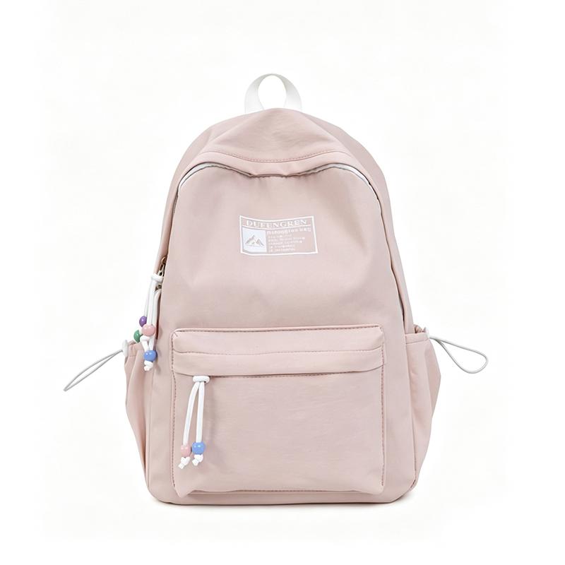 Solid Color Nylon Backpack Lightweight Student Schoolbag Large Capacity Backpack