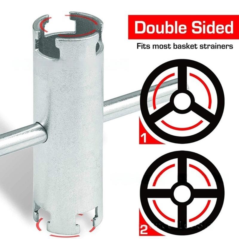 Double Ended Basket Strainer Wrench Mechanical Manual Plumbing Repair Tool For Bathtub Drain Bathroom Maintenance