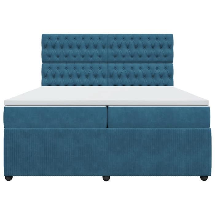 Maison Exclusive - Sommier à lattes de lit et matelas Bleu foncé 200x200cm Velours