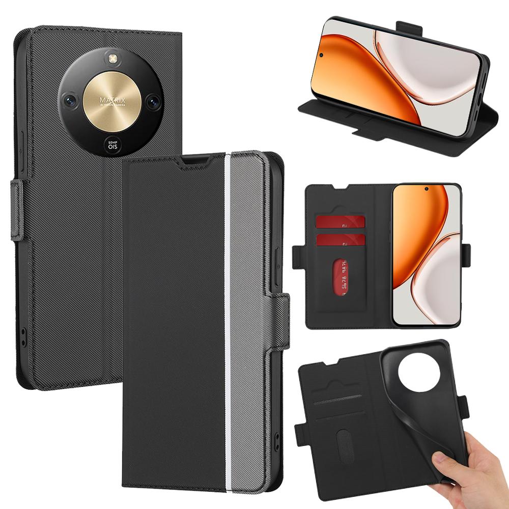 For Honor X70 5G Case Card Holder Twill Texture Leather Phone Cover