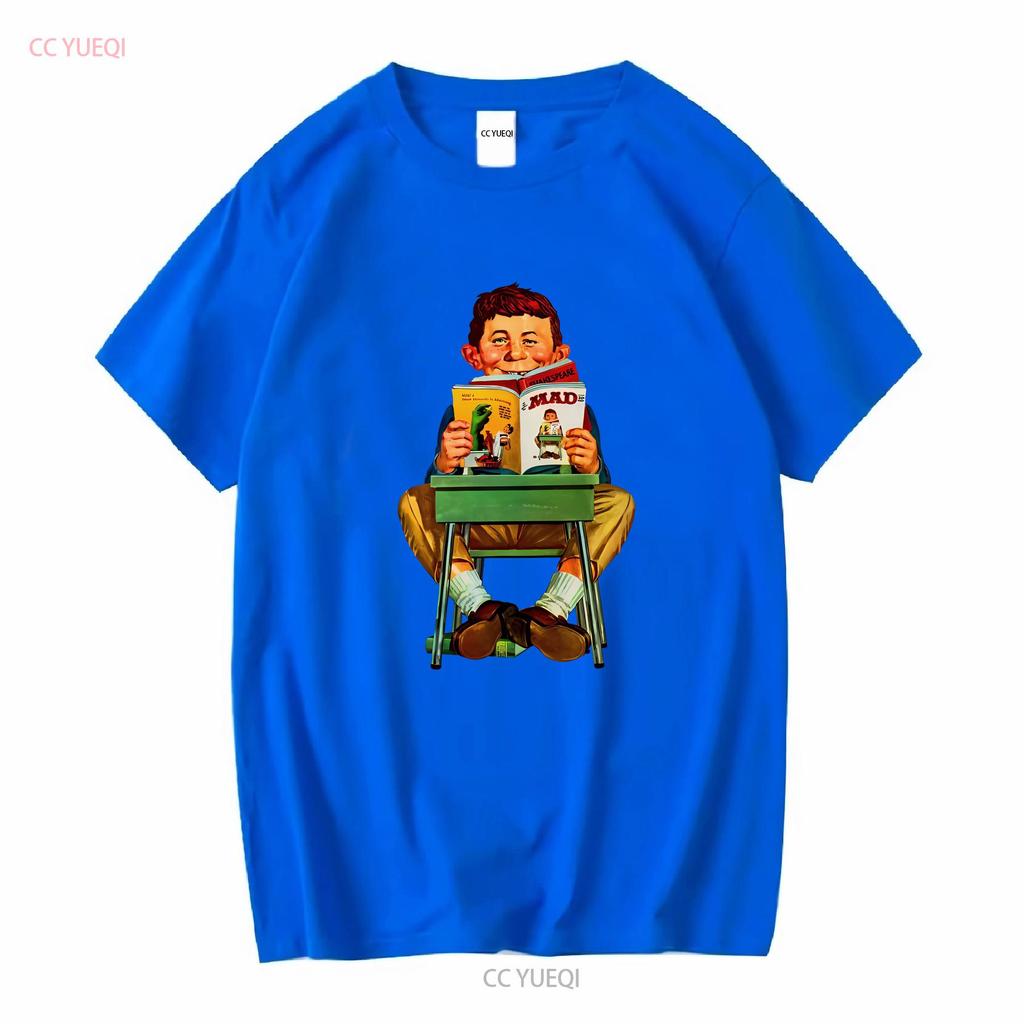 MAD Magazine Alfred E Newman T shirt retro graphic tee long or short sleeves vintage Washed Stretched Soft Casual homme