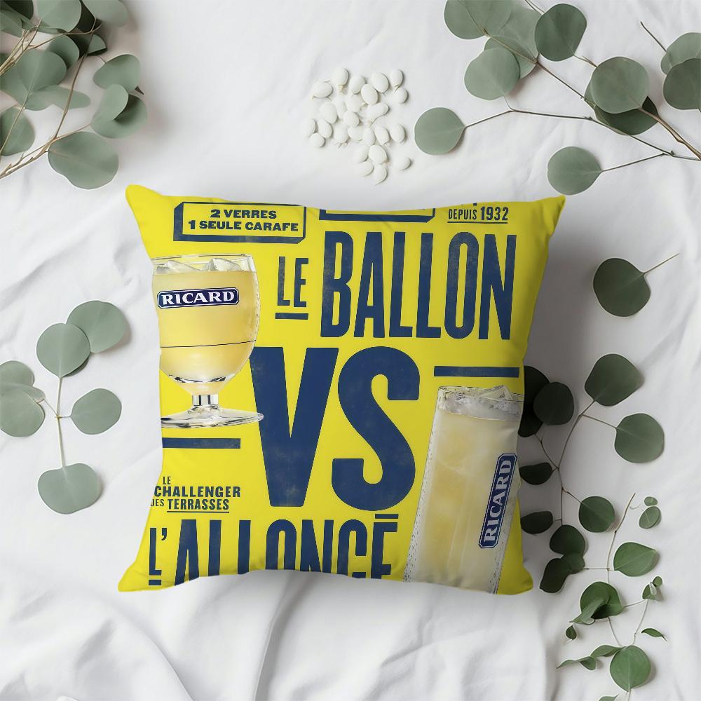 Cushion Cover For B-Beer Sofa Car Office Cafe Soft R-Ricard And Comfortable Double-Sided Printing Pillow Cover