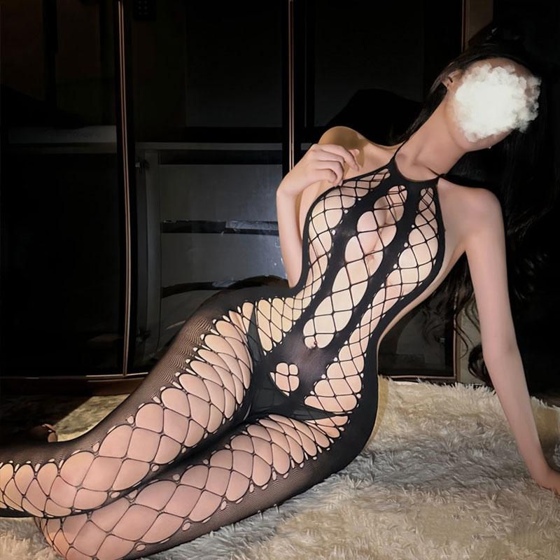 Sexy Lingerie Fishnet Body Stockings Women Babydoll Sexy Open Crotch Underwear Hollow Out Transparent Bodysuit Catsuit Costumes