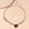 Red Heart Gothic Necklace Thorn Love Heart Necklace Creative Skull Claw Pendant  Y2K Accessories
