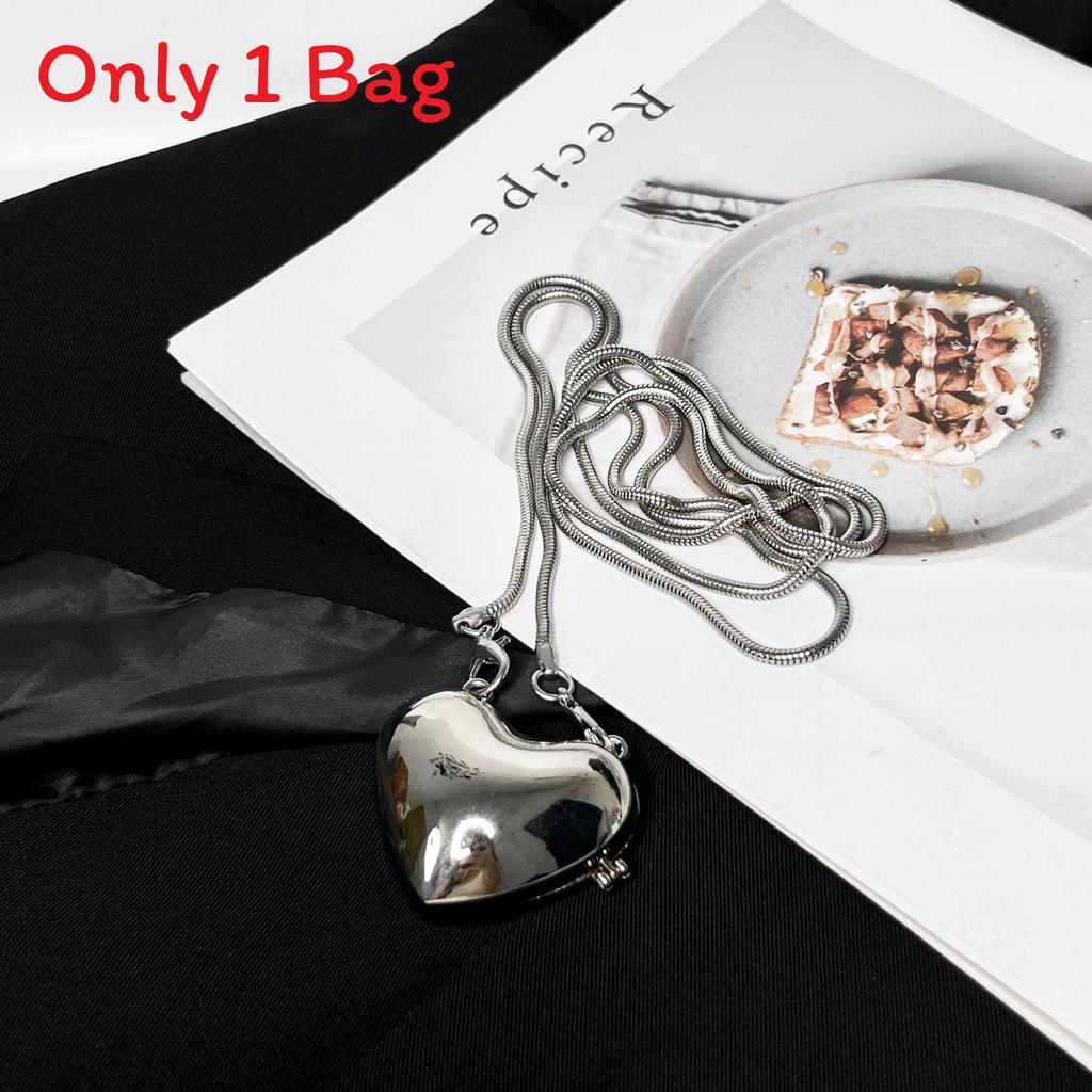 Mini Heart Shaped Metal Crossbody Bag With Magnetic Closure For Daily Casual Wear