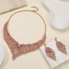 Alloy Clavicle Chain Crystal Gem Necklace & Earring Set - European & American Retro Evening Party Accessories