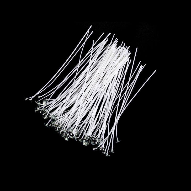 50-Piece Pack of Tightly Woven Candle Wicks with Galvanized Base, Sized 2.6-20cm and Wax Core for Ghee Lamps