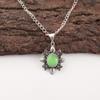 Green Cat's Eye Gemstone 925 Stamped Silver Jewelry Handmade Chain Pendant 1.62" CP-12-41