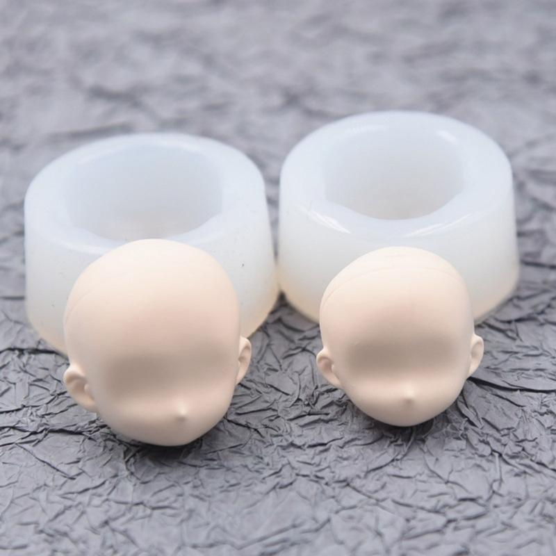 2Pcs Silicone Face Mould For Clay Doll Head Sugar Crafting Reusable Baking Sculpture Tool