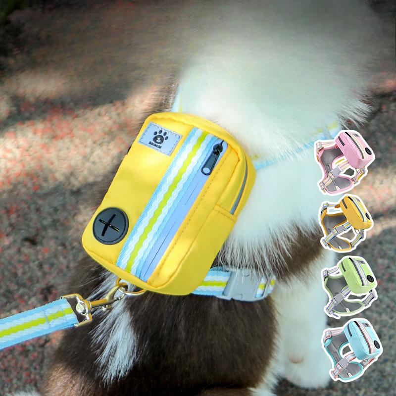 Pet Self-backpack Vest Style Pet Chest and Back, Small and Medium-sized Dog Leash, Outdoor Travel Pet Small Schoolbag