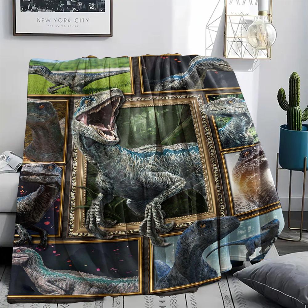 1Pc Dinosaur Print Flannel Blanket, High Quality Comfortable for All Seasons, Home Decor, Warmth and Comfort, Perfect for Christmas Gifts