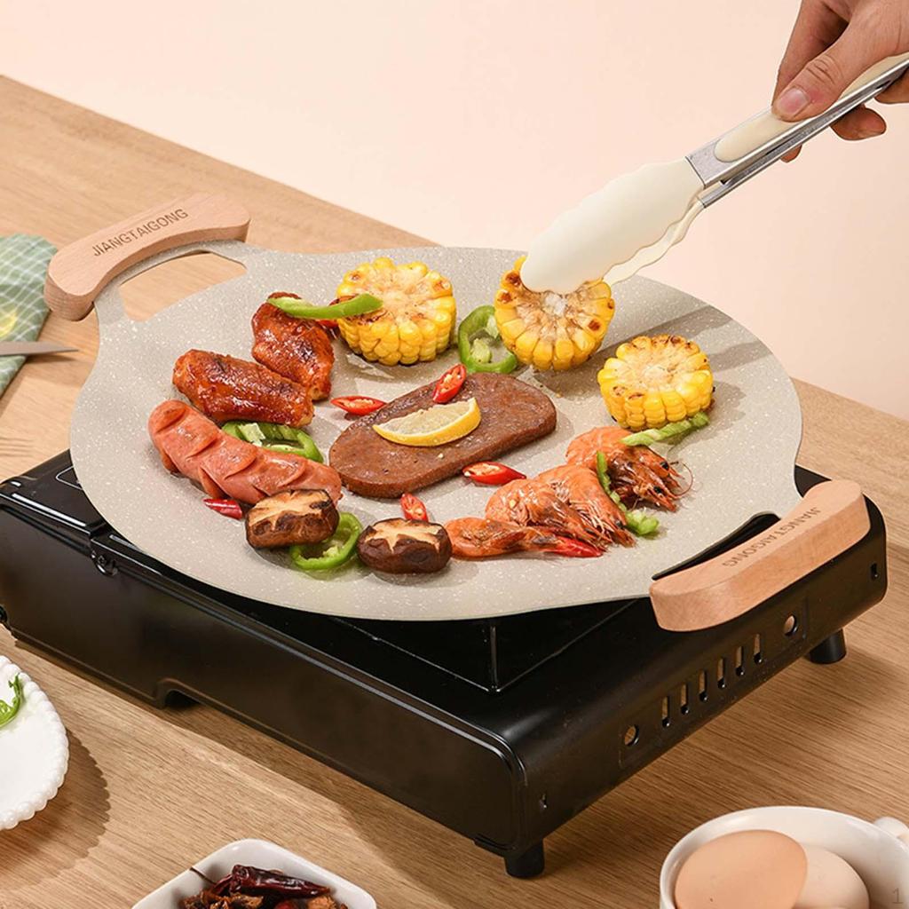 BBQ Grill Pan Barbecue with Handles Frying Nonstick Griddle for Camping Indoor