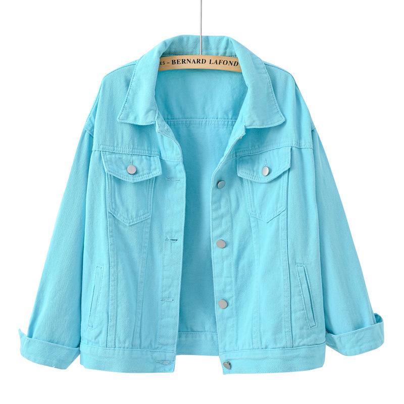 Plus Size Women's Denim Jacket Short Korean Style Loose Long Sleeve Jackets Casual Oversized Tops