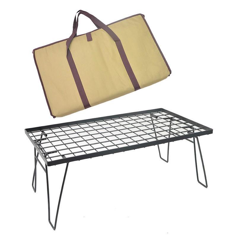 Portable Outdoor Folding Mesh Bamboo Table with Multi-Functional Draining Rack
