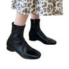 Short Boots Women's Autumn and Winter 2025 Retro Soft Leather Square Head Thick Heel Thin Boots French Temperament Martin Boots