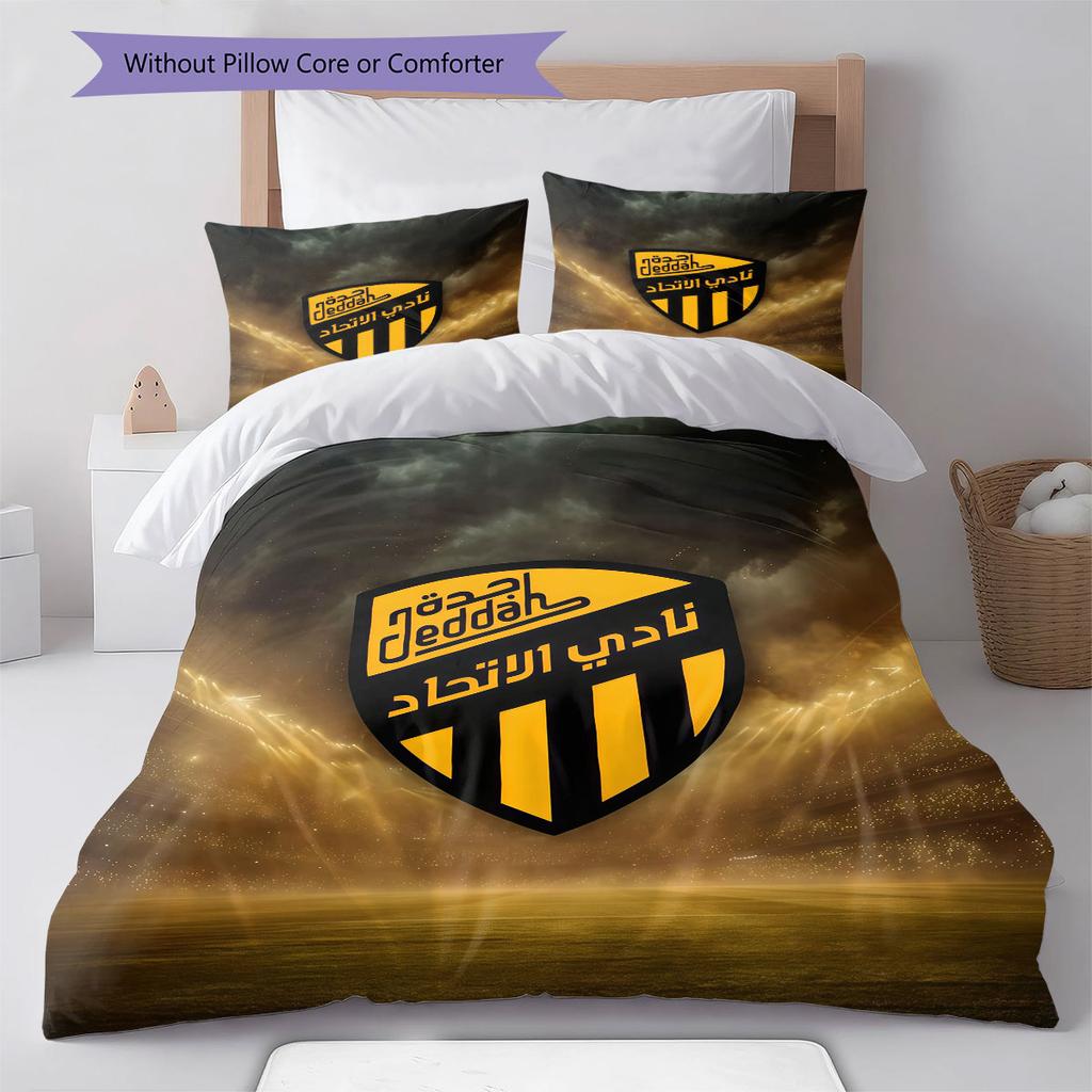 Al-Ittihad FC Pattern Bedding,Quilt Set Quilt Cover Pillowcase Home Birthday Gift(1 * Duvet Cover + 2 * Pillowcase, Without Core)