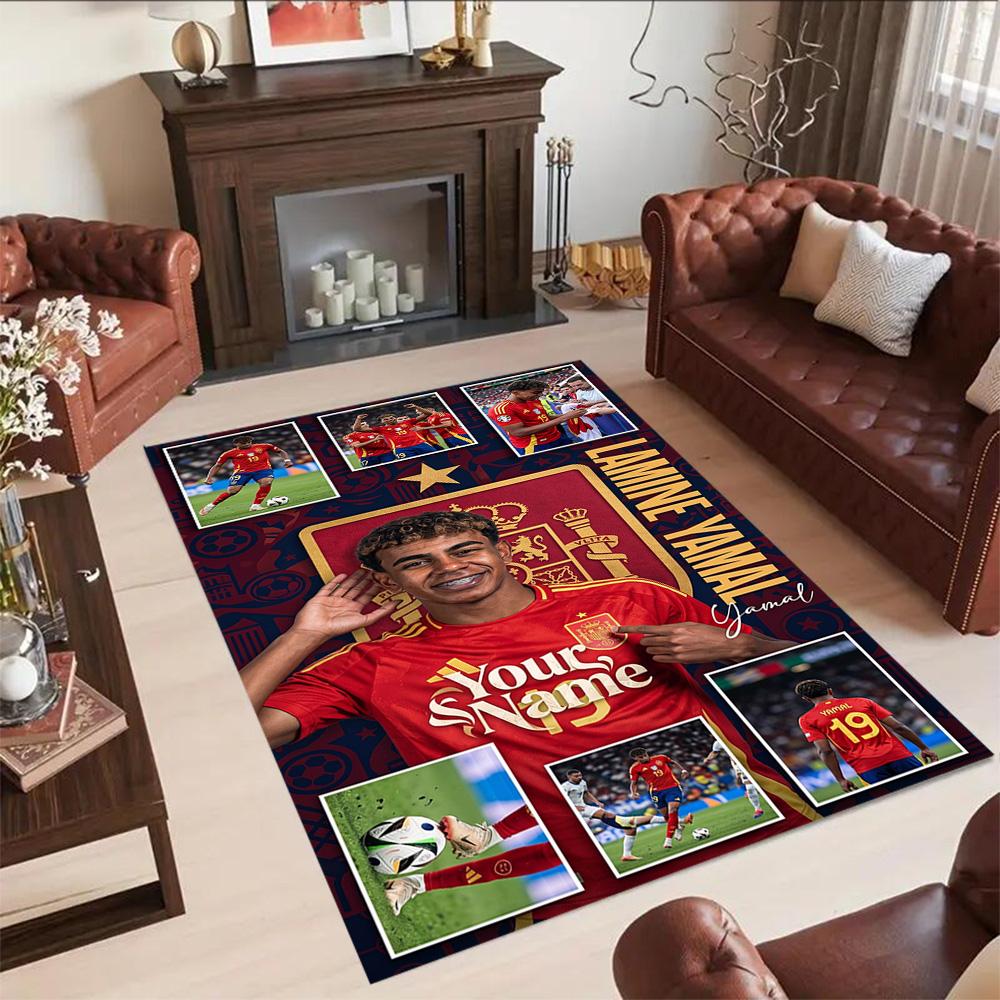 Lamin Yamal Customize Your Name Floor Rug Office Rug Perfect For Dormitory Playrooms Foyer Game Room Antislip Rug Anime Office Decor
