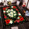 Floral Pattern Carpet with Red and White Blossoms on Black Background Suitable for use as an anti-slip for living room bedroom sofas
