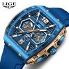 LIGE Brand Luxury Men's Watches Waterproof Sports Luminous Silicone Strap Chronograph Quartz Wristwatch for Men Reloj Hommes