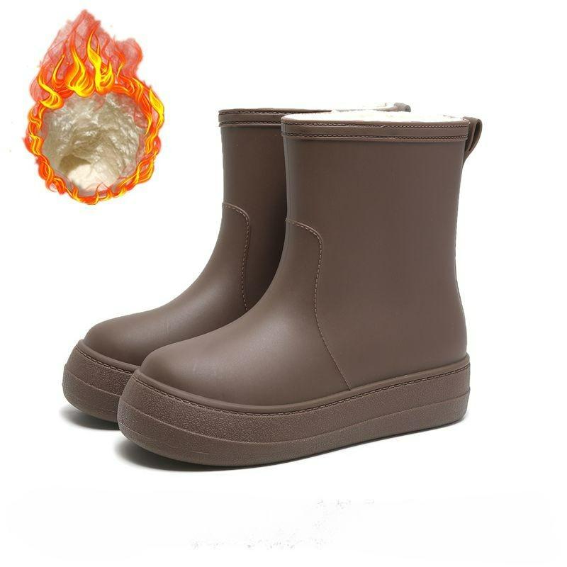 

Плюс Бархатные Теплые Резиновые Сапоги Женские Полусапоги Нескользящие Резиновые Сапоги Износостойкие Водонепроницаемые Зимние Сапоги Женские с Фиксированным Хлопковым Чехлом 40-41