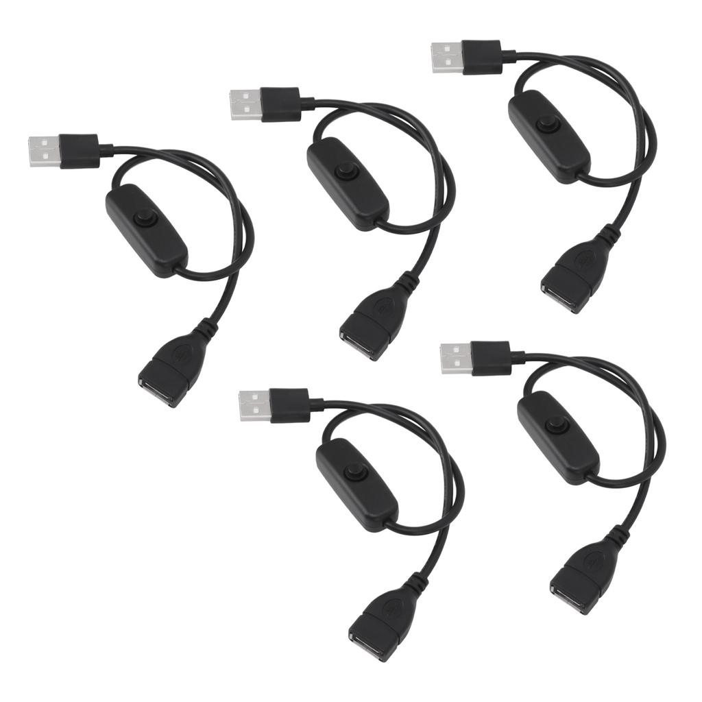 5PCS ON Off Switch Male To Female Cable 2 Pin PVC USB Extension Cable with B Utton for Driving