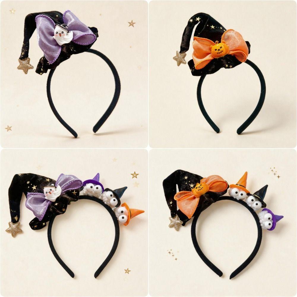 Ghost Halloween Witch Hat Headband Bow Halloween Hair Clip Interesting Cone Hat Hair Hoop Men