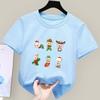 Labubu Christmas Themed Short Sleeved Children's T-shirt with Fun Holiday Patterns and Cute Cartoon Patterns for Girls with Round Neck Short Sleeves
