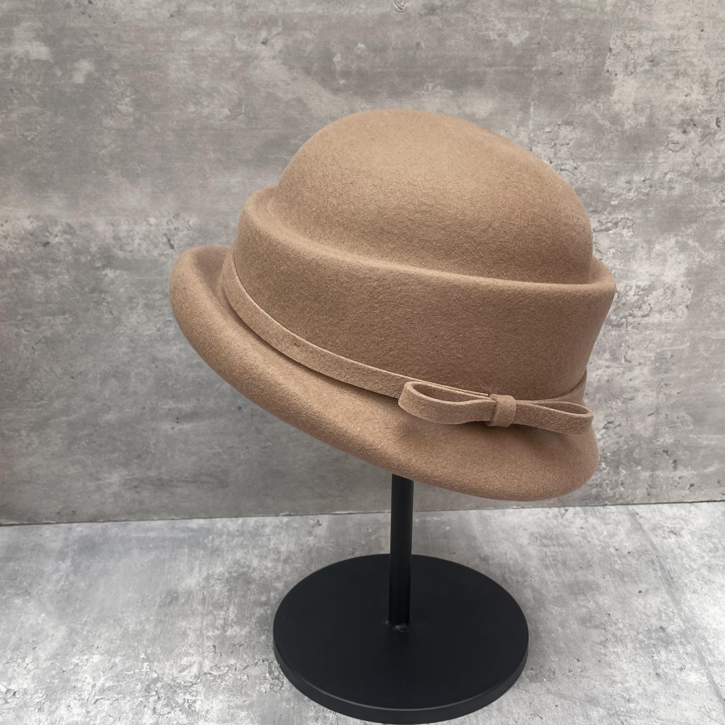 

Стиль Дочери Блогера Белая Шляпа-Котелок Женская Сезонный Бант Изогнутый Край Элегантная Французская Шляпа-Берет Делает Лицо Меньше M（56-58cm）