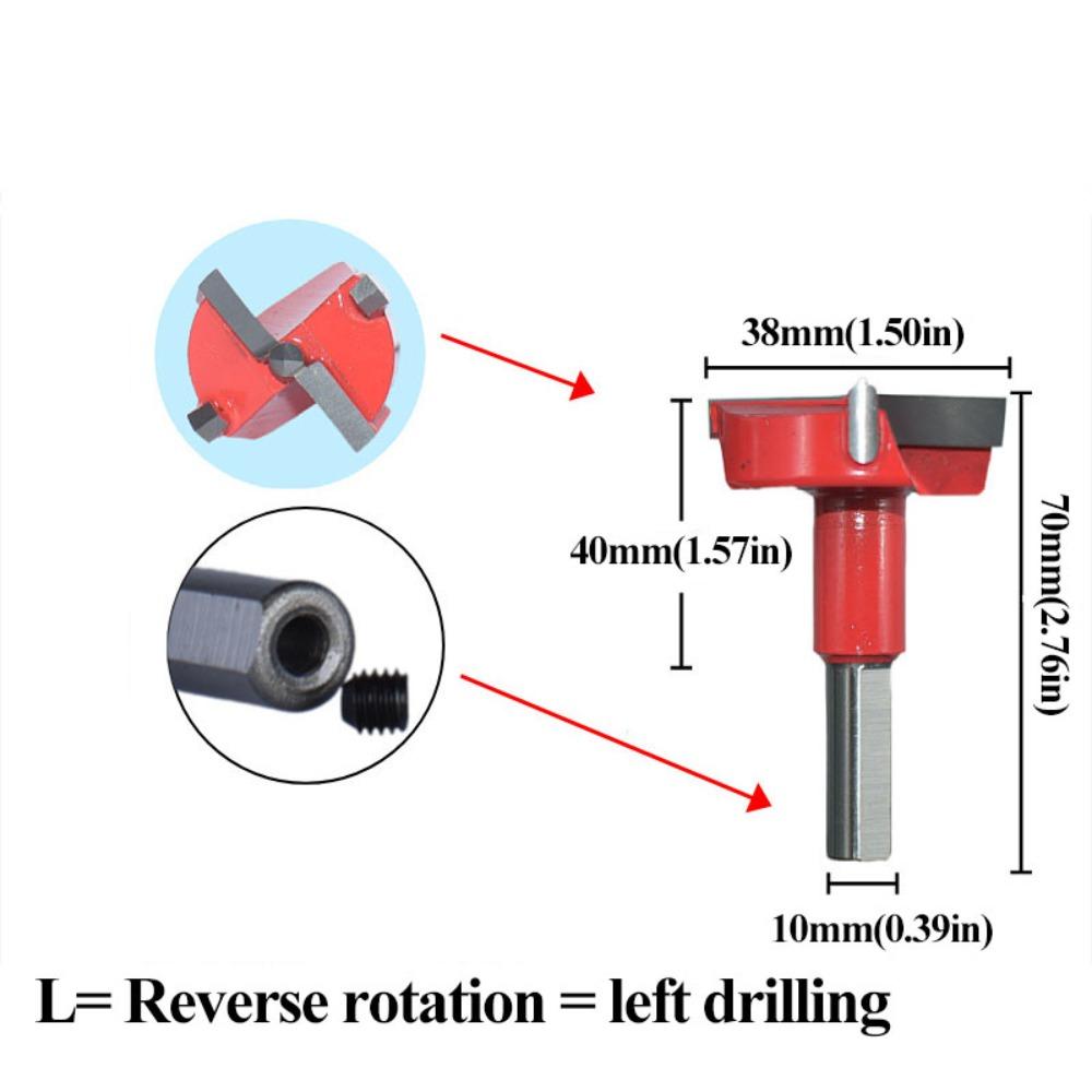 Zinc Zinc Alloy Material Forstner Drill Bit Left/Right Rotation Woodworking Drill Bit  Woodworking Tools