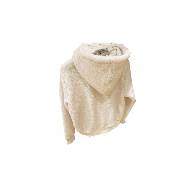 Polo Ralph Lauren Solid Color Hooded Long Sleeve Fleece Jacket Women jackets Ivory 211866343-002