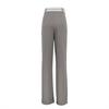 Elegant Loose Gray Office Women Pants Fashion High Waist Straight Trousers Casual Chic Spliced Full Length Female Pants