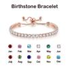Adjustable Colorful Birthstone Tennis Bracelets for Women 4MM Crystal Bangle Girls Hand Chain Trend Jewelry Accessories H133