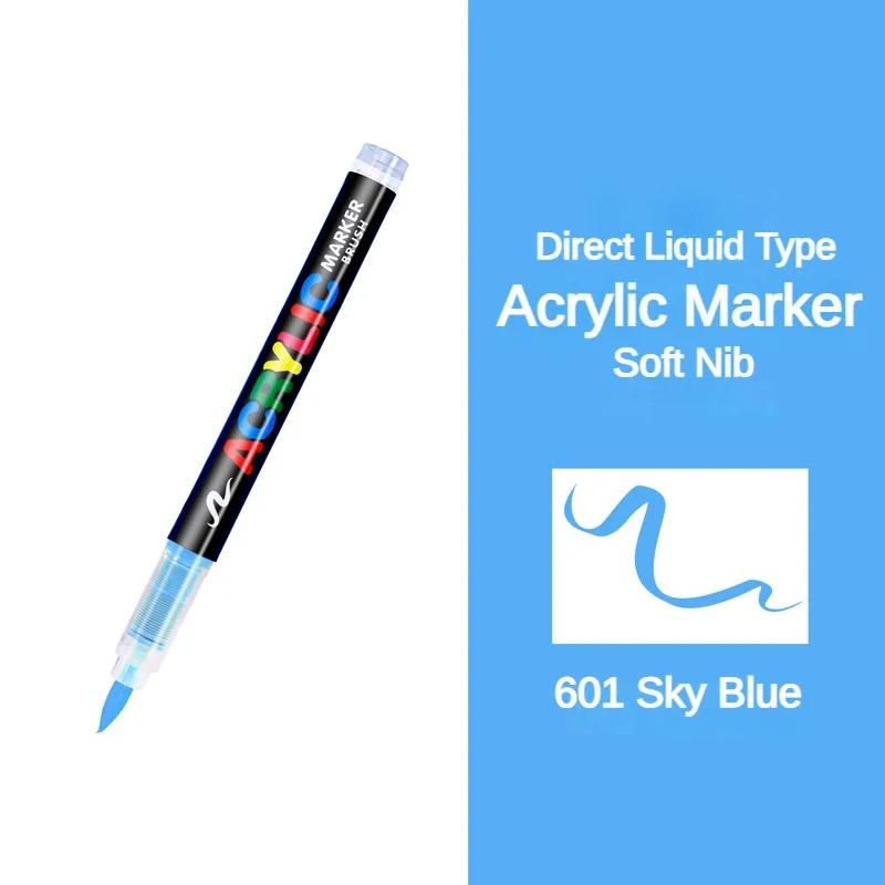 GUANGNA 16 Colors Direct-liquid Acrylic Marker Pen Waterproof Pen Soft Brush Nib for Glass Stone Metal Art Supplies Stationery