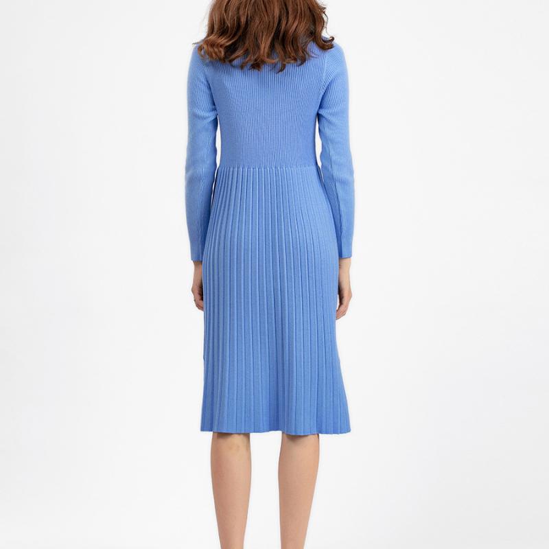 Women's Autumn Winter Plain Knitted Turtleneck Long Sleeve High Waist Sweater Dress