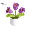 Non-fading Woven Planter Potted Plant, Handmade Wool 3D Texture Crochet Soft Flower Bouquet with Flowerpot, No Maintenance Home Decor Lightweight